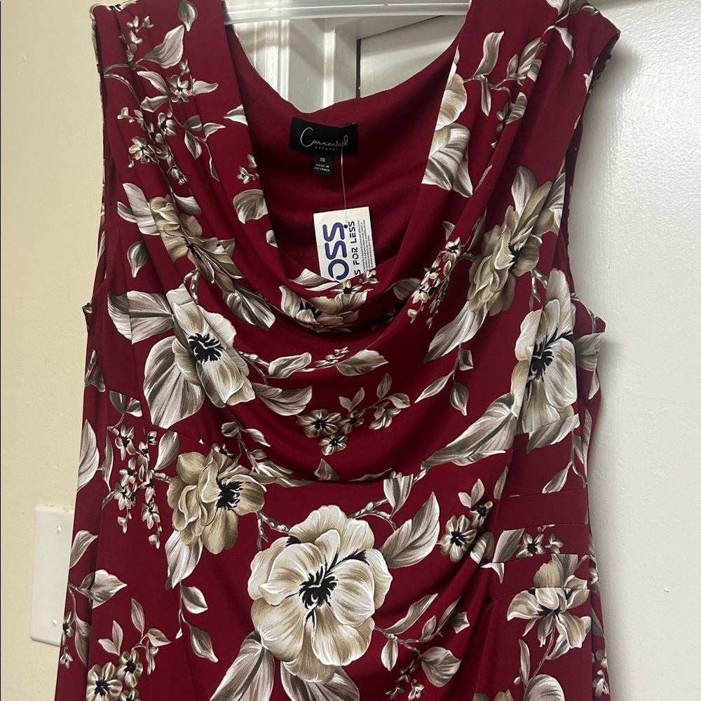 Connected Apparel Floral Maxi Dress - Red and Cream - Picture 3 of 6